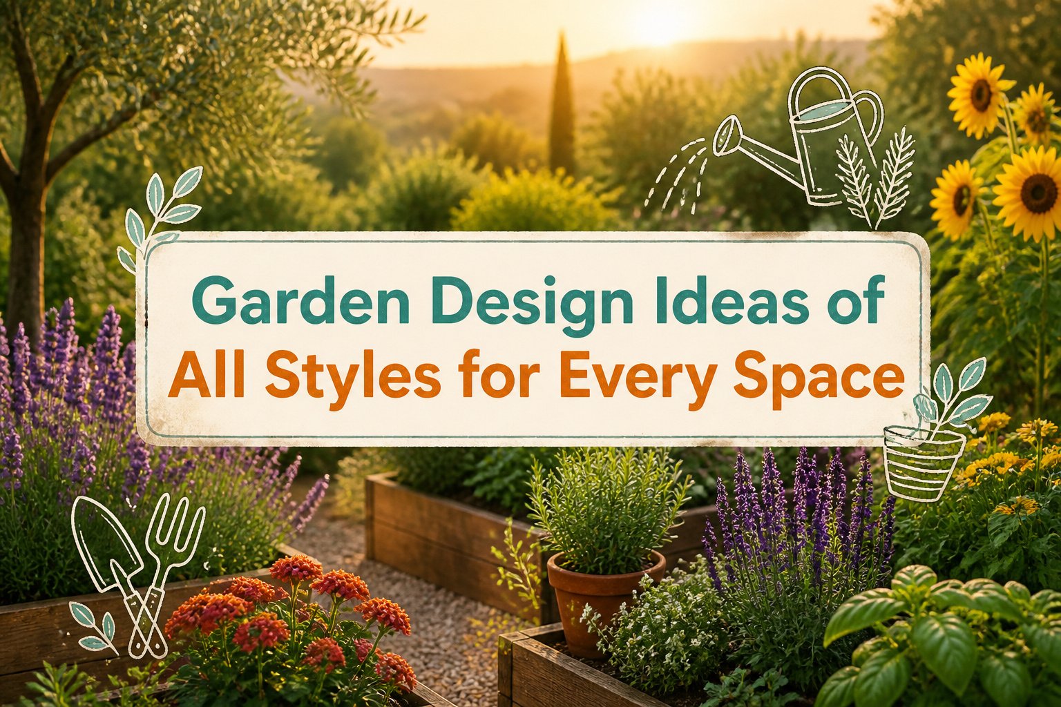 Various garden styles including Japanese, modern, Mediterranean, and more.